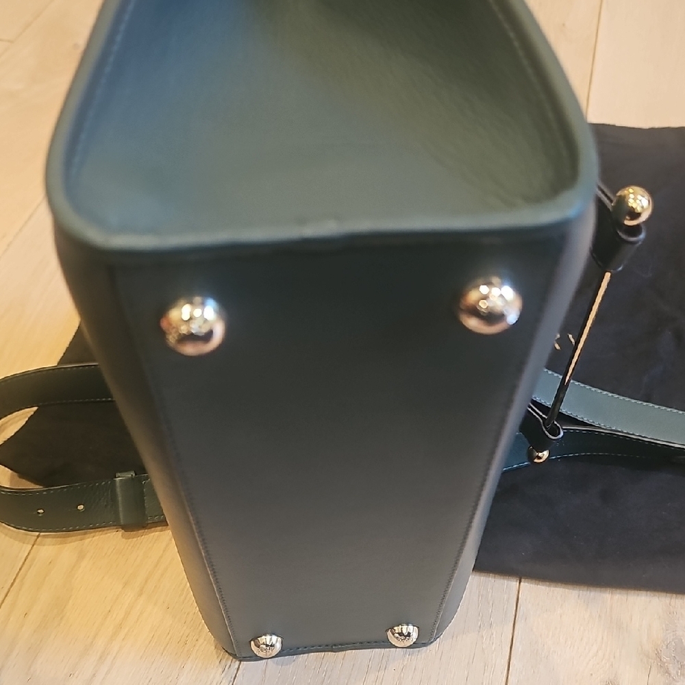 Strathberry Midi Dark Green Leather Tote - Picture 11 of 12